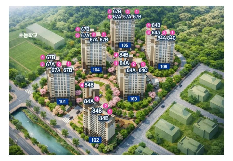 덕진 거제의 봄 우선분양전환 후 공가세대 조감도